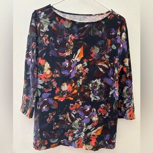Lands' End Women's Floral Long Sleeve Top - Multicolor